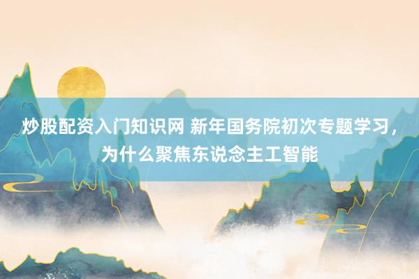 炒股配资入门知识网 新年国务院初次专题学习，为什么聚焦东说念主工智能